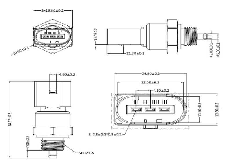 DDE0061537528 | Detroit Diesel EPA10 Pressure Sensor, New | 3FL016