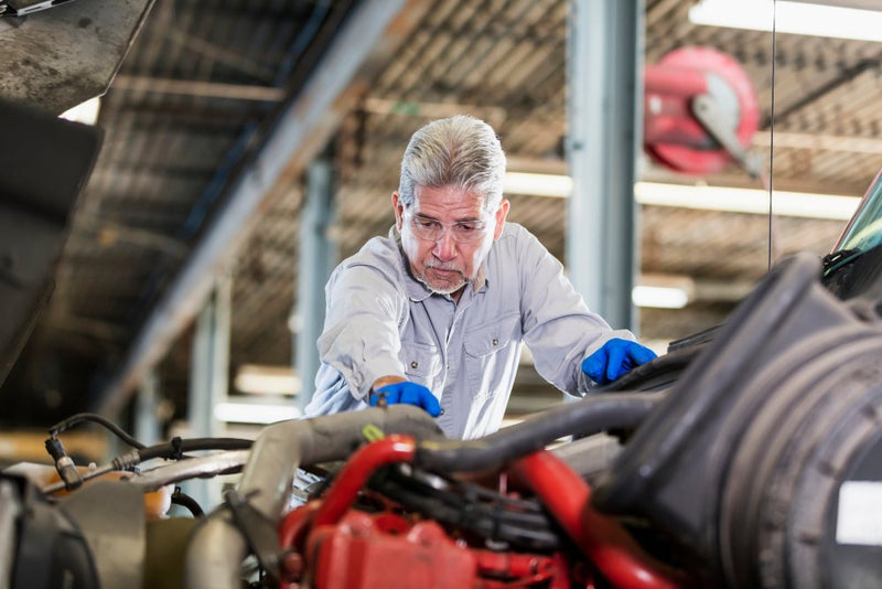 Diesel engine being prepared for winter